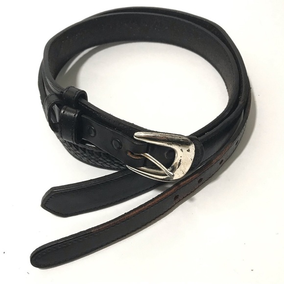Dos Amigos Other - Dos Amigos Black Roped Double Strap Genuine Leather Belt Replaceable Buckle 42